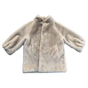 2025秋冬新款儿童中长款外套宝宝仿皮毛一体大衣女童加厚保暖棉衣