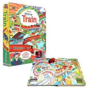 Wind-up Train发条小火车轨道车书益智儿童玩具书彩虹气球Usborne系列英文原版绘本亲子互动读物环游世界探险之旅拧紧发条可跑