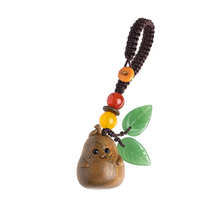 檀木梨永不分离男女情侣汽车钥匙扣挂件可爱精致手机链挂绳挂饰坠