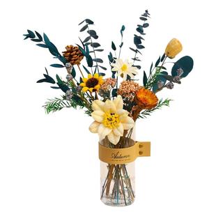 干花花束摆件家居客厅茶几摆设卧室内尤加利真花永生花花瓶装饰品