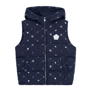 【80灰鸭绒】POLOWALK童装女童羽绒马甲25秋冬新款羽绒服连帽背心