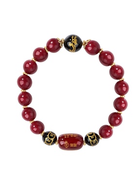 鱼头星星复古时尚感黑玛瑙本命年朱砂转运珠手链女生轻奢官方正品