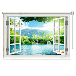 海景风景厨房卫生间卧室客厅遮光防水防油免打孔升降卷帘窗帘轻奢