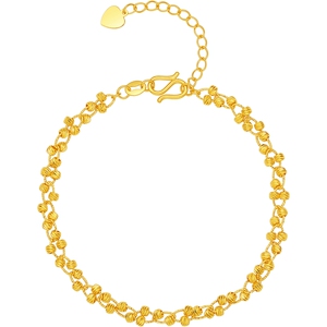 周六福5G足金爆闪蕾丝满天星蹦迪小金珠手链黄金计价手饰节日礼物