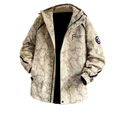 青少年穿搭潮牌连帽印花夹克外套