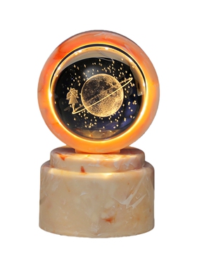 星空旋转水晶球小夜灯桌面摆件