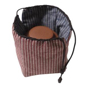 仕覆袋纯棉条纹主人杯单杯袋公道杯袋便携功夫旅行户外茶具收纳袋