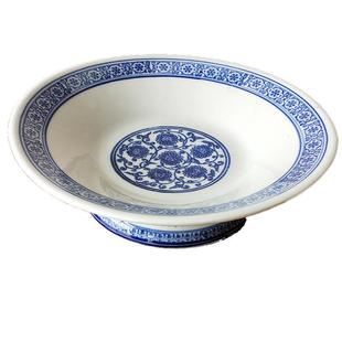 11英寸复古陶瓷青花高脚盘圆形供盘佛前供果盘菜盘碟子干果盘包邮