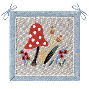 夏季田园竹席刺绣椅垫美式乡村透气凉垫办公室坐椅垫汽车冰丝座垫