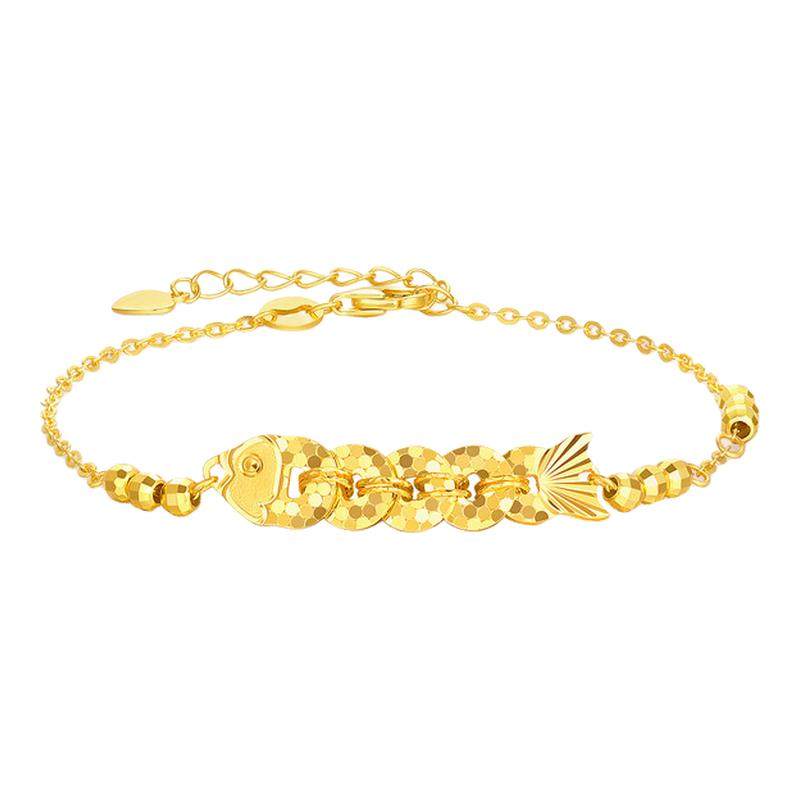 周大生锦鲤碎银子手链女S925纯银国风新中式手饰品送女友生日礼物