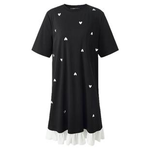 歌莉娅假两件连衣裙女夏2025新款设计感宽松大码女装穿搭孕妇裙子