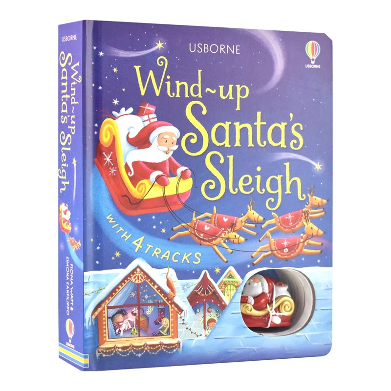 【自营】Usborne Wind-Up Santa's Sleigh 尤斯伯恩 圣诞老人的雪橇 发条玩具轨道车书 事物认知 儿童英语故事绘本 英文原版进口