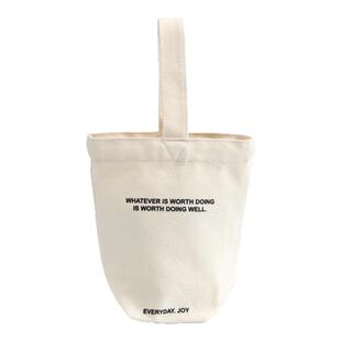 日韩风迷你帆布袋定制logo简约水桶小手提帆布包印广告文艺布袋子