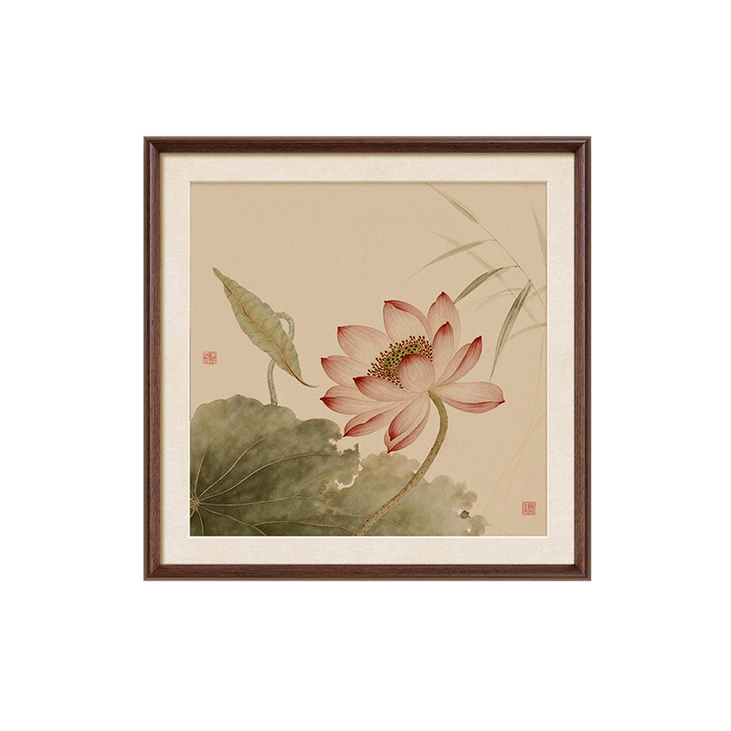 【宋代美学】荷花挂画实木装饰画