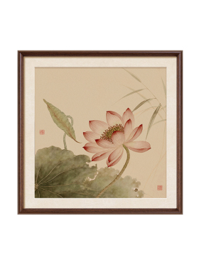 【宋代美学】荷花挂画实木装饰画