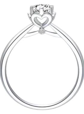 爱心手捧花莫桑石925银镀金女戒