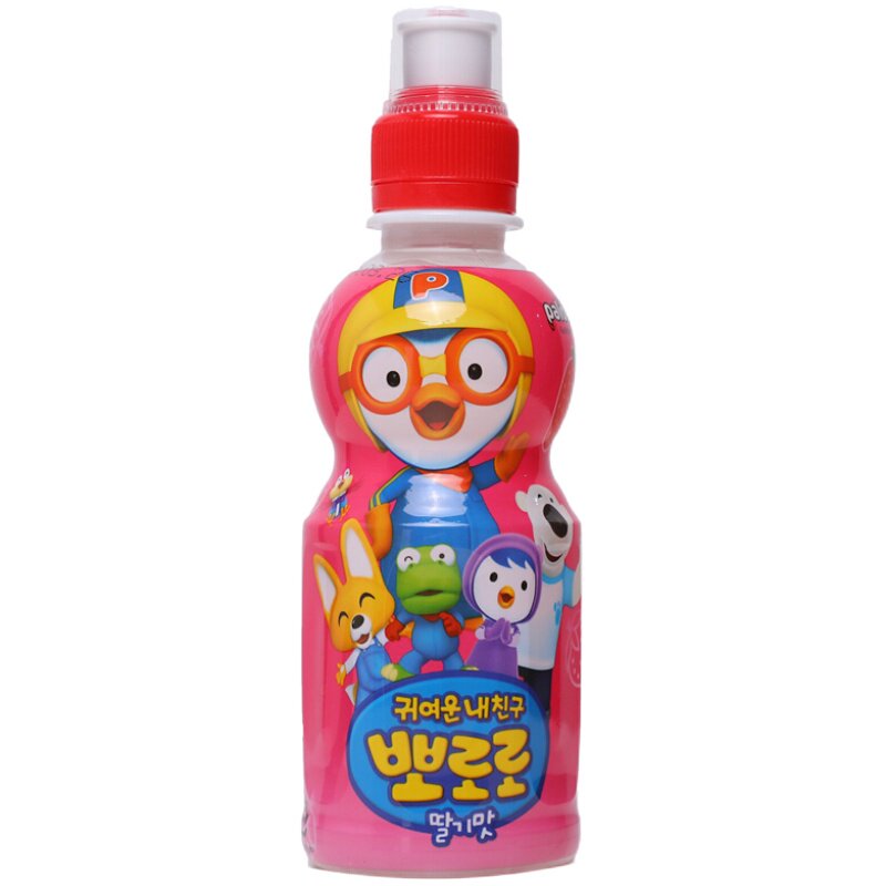 韩国进口啵乐乐饮料Pororo宝露露儿童牛奶水果味饮料 235ml 共8瓶