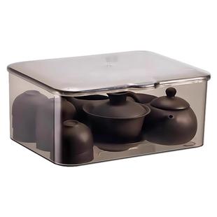 茶具收纳盒带盖防尘透明茶几桌面茶叶茶杯整理存放功夫茶壶置物架