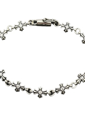 s925纯银克罗伈复古十字架手链男欧美小众个性十字花经典款哥特风