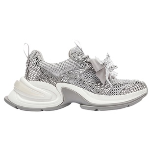 BeauToday水钻老爹鞋女款2026新款厚底增高鞋蝴蝶结运动休闲鞋子