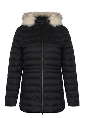 ADIDAS 三叶草 女子中长款修身运动保暖连帽羽绒服 CE2356 CE2354