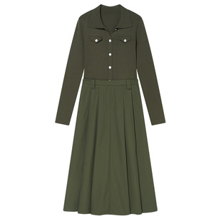 Goodland美地气质假两件收腰针织连衣裙长款2025冬新款LC35506707