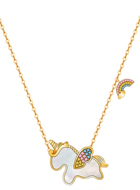 「七彩祥云小白马」纯银项链原创