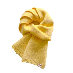 亮黄嫩黄鹅黄明黄色毛线针织厚围巾女生冬季学生保暖护颈短小围脖