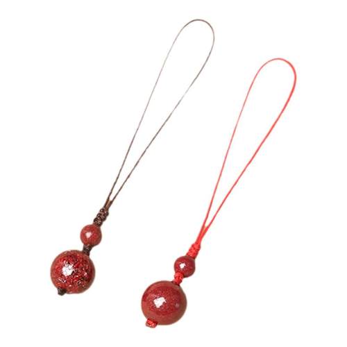 天然原矿朱砂圆珠手机挂件 高含量紫金砂晶体砂散珠u盘挂绳钥匙扣