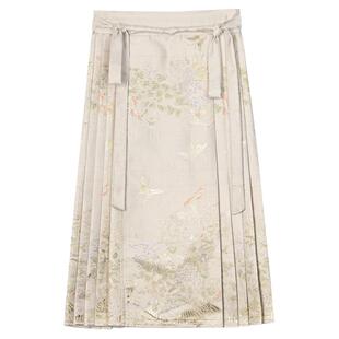 森女部落原创设计新中式八分织金马面裙汉服半裙2026秋冬新款女装