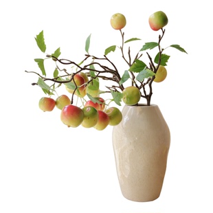 仿真苹果树枝插花摆件北欧简约家居装饰海棠果枝红果客厅餐桌摆设