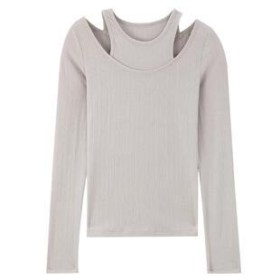 Mind Bridge2026春辣妹风修身上衣美式休闲打底女士假两件长袖T恤