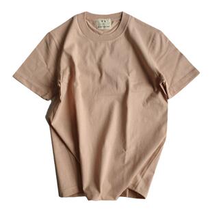 过载商店纯棉基础款泡泡糖粉黯淡粉圆领短袖重磅T恤男女同款