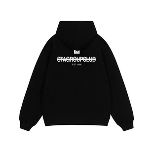 STA旗舰店美式潮牌字母印花连帽卫衣男女秋冬季复古情侣加绒外套