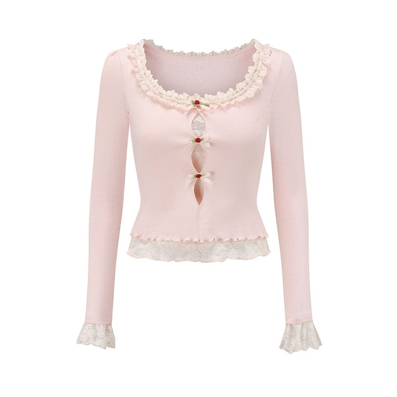 LaceMade 莓果泡泡 法式甜美少女针织打底衫内搭长袖半裙套装秋冬