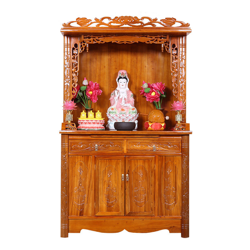 带门观音榆木雕花中式神柜佛龛