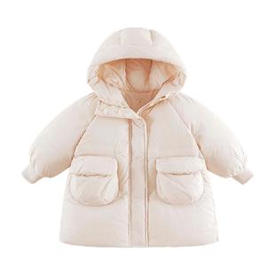 [商场同款]马克珍妮女童三防保暖外套新年红中长款羽绒服冬装新款