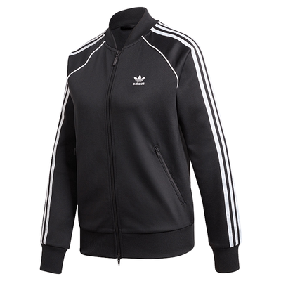 Adidas/阿迪达斯正品三叶草女子复古运动舒适立领条纹外套GD2374