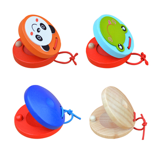 木质儿童响板打击乐器幼儿园口才专用奥尔夫原木手指圆舞板小快板