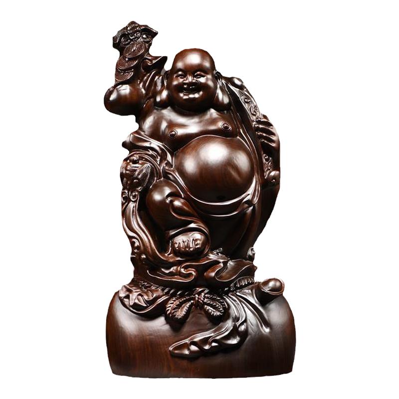 实木质雕刻弥勒佛摆件