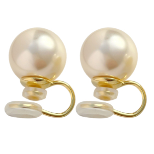 强光施家水晶珍珠耳夹无耳洞女气质复古蚊香盘耳饰秋冬耳钉2025新