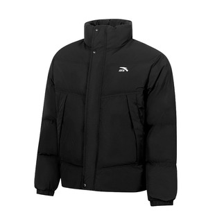 安踏黑色棉服外套男士加厚保暖立领冬季面包服抗寒舒适运动棉衣男