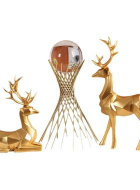 招财轻奢金色麋鹿小蛮腰客厅玄关电视酒柜装饰品摆件家居现代高档