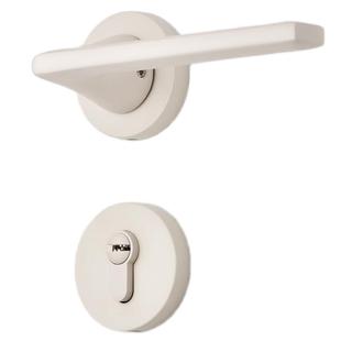 奶油风米色家用门锁简约磁吸静音室内卧房门锁门把手分体实木把手