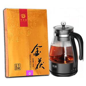 正宗湖南华莱健安化黑茶金茯茶2kg旗舰店手筑超级金花茯砖陈菌香