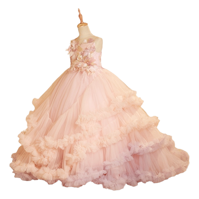 喜绒兔高端礼服女童婚纱轻奢拖尾