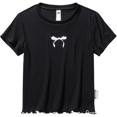 安踏蝴蝶结T丨高弹修身短袖t恤女夏季新款显瘦短款上衣162528116