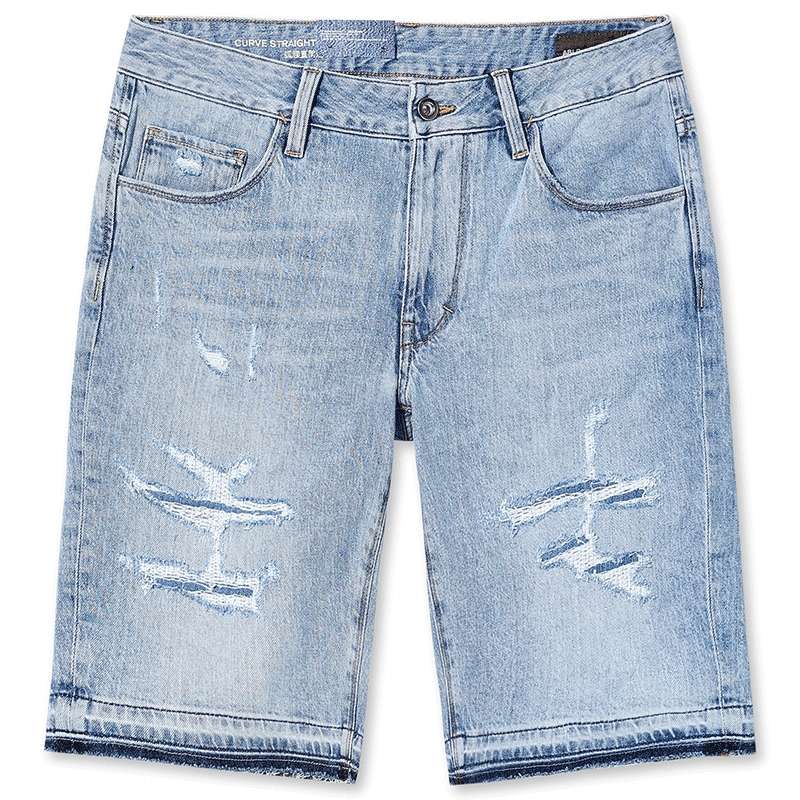 ABLE JEANS夏季新款男士直筒寬松破洞五分牛仔短褲803095