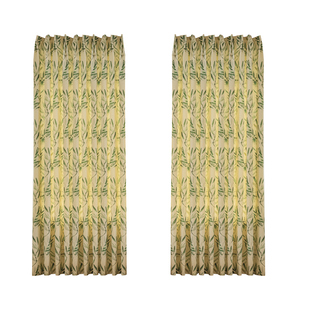 新款清新绿色竹子碎花棉布帘印花卧室遮光窗帘客厅飘窗阳台定制帘