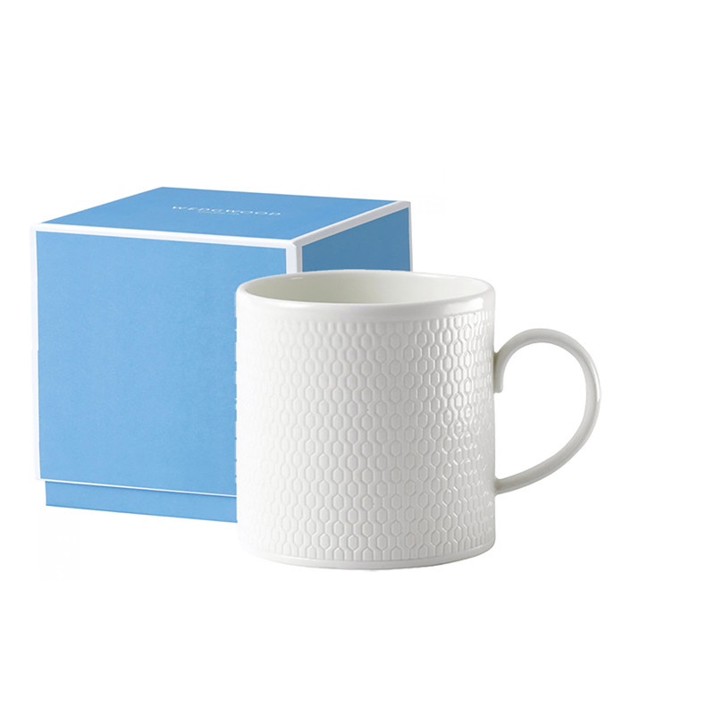 WEDGWOOD几何骨瓷纯白茶杯马克杯